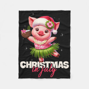 Funny Santa Pig Hawaiian Christmas In July Beach S Fleece Blanket