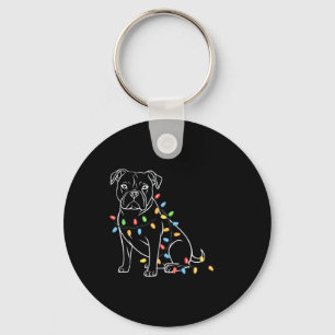 Funny Santa Pitbull Christmas Lights Pitbull Dog L Keychain