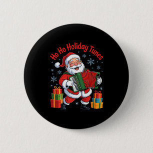 Funny Santa Playing Accordion Holiday Chrismas Xma 2 Inch Round Button