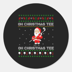 Funny Santa Playing Golf Srts Christmas  Classic Round Sticker