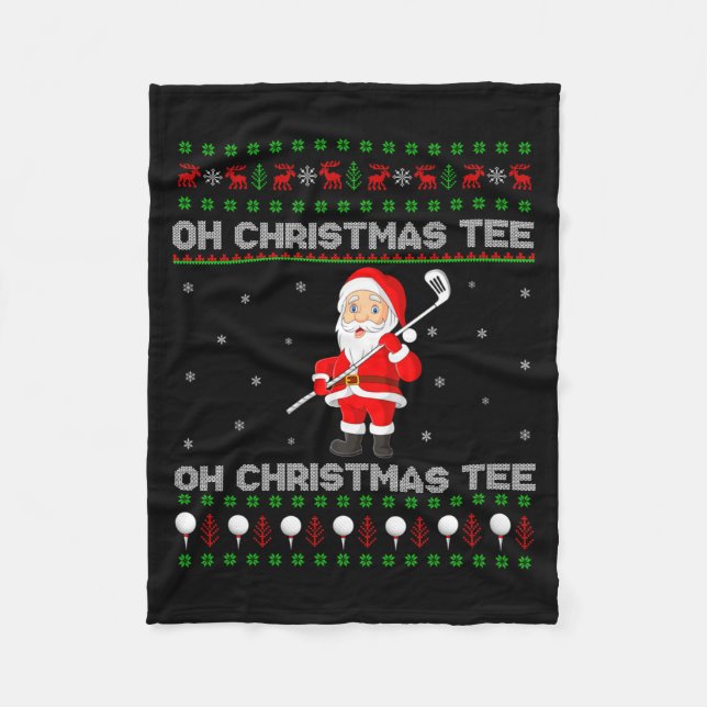 Funny Santa Playing Golf Srts Christmas  Fleece Blanket (Front)