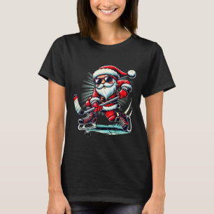 Funny Santa Playing Ice Hockey Lovers Boys Girls C T-Shirt