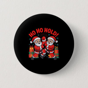 Funny Santa Playing Karate Martial Art Christmas X 2 Inch Round Button
