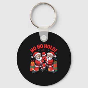 Funny Santa Playing Karate Martial Art Christmas X Keychain