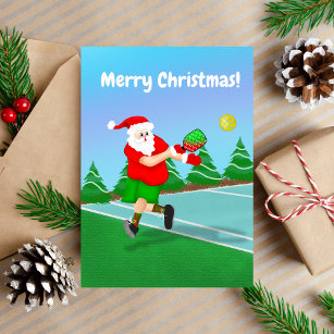 Funny Santa Playing Pickleball Merry Christmas  Holiday Card