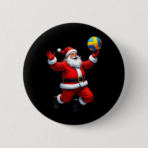 Funny Santa Playing Volleyball Christmas Lights Xm 2 Inch Round Button