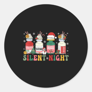 Funny Santa Profol Silent Night Icu Nurses Merry C Classic Round Sticker