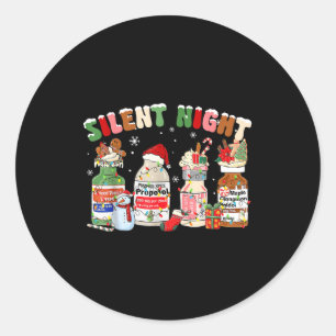Funny Santa Profol Silent Night Icu Nurses Merry C Classic Round Sticker