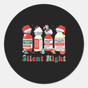 Funny Santa Profol Silent Night Icu Nurses Merry C Classic Round Sticker