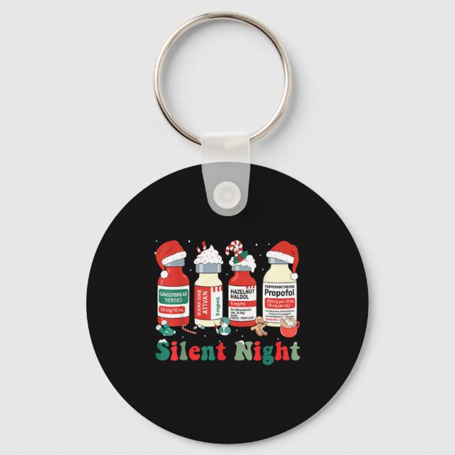 Funny Santa Profol Silent Night Icu Nurses Merry C Keychain (Front)