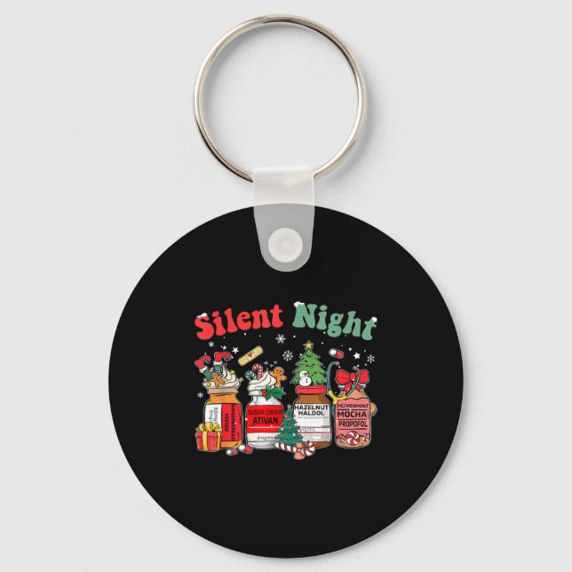 Funny Santa Profol Silent Night Icu Nurses Merry C Keychain (Front)
