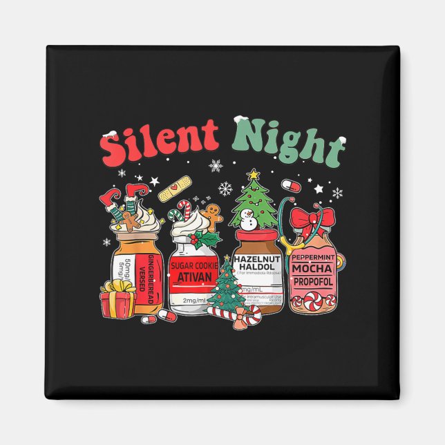 Funny Santa Profol Silent Night Icu Nurses Merry C Magnet (Front)