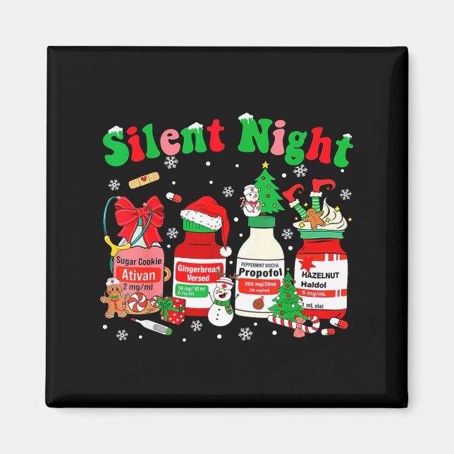 Funny Santa Profol Silent Night Icu Nurses Merry C Magnet (Front)