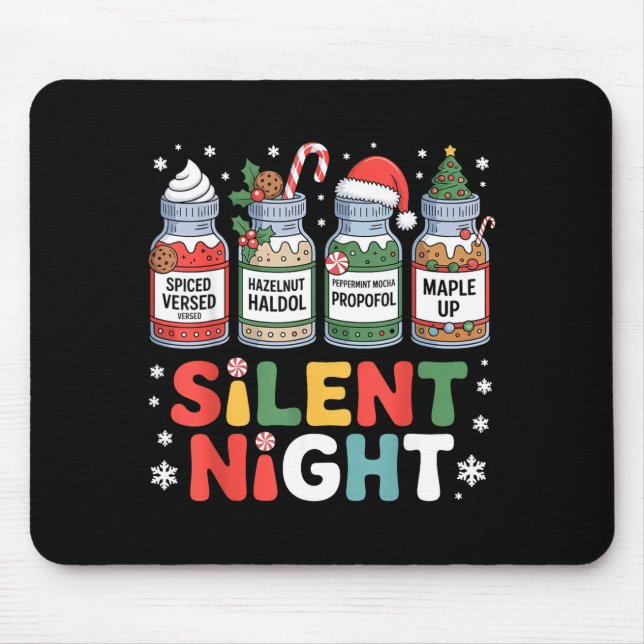 Funny Santa Profol Silent Night Icu Nurses Merry C Mouse Pad (Front)