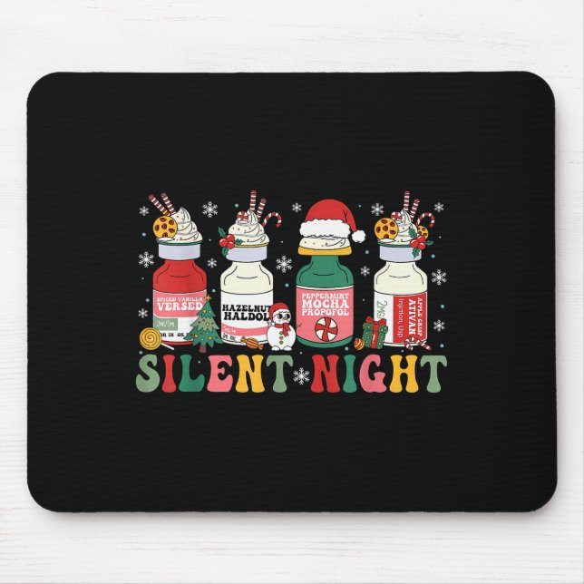 Funny Santa Profol Silent Night Icu Nurses Merry C Mouse Pad (Front)