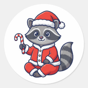 Funny Santa Raccoon Christmas Sticker
