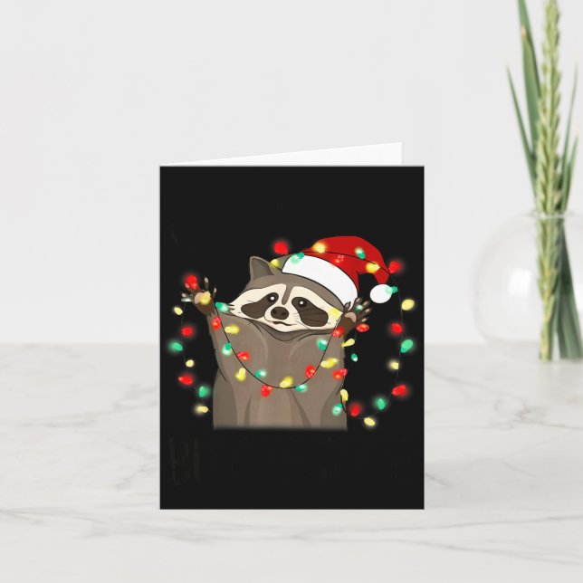 Funny Santa Racoon Overstimulated But Festive Xmas Card (Front)