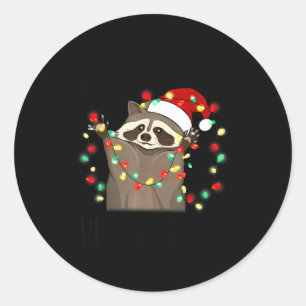 Funny Santa Racoon Overstimulated But Festive Xmas Classic Round Sticker