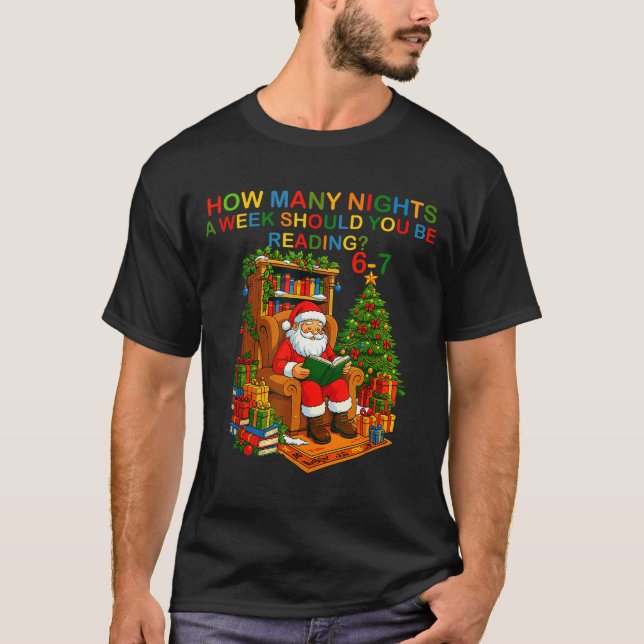 Funny Santa Reading 67 Meme Tee Christmas Teacher  (Front)
