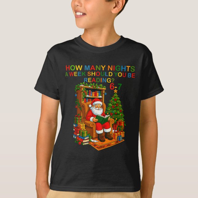 Funny Santa Reading 67 Meme Tee Christmas Teacher  (Front)