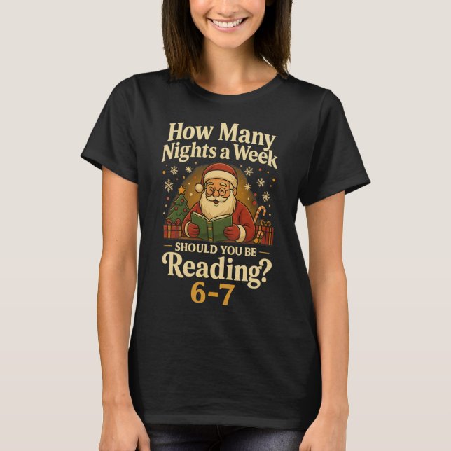 Funny Santa Reading 67 Meme Tee Christmas Teacher  (Front)