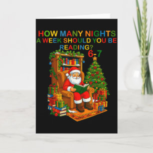 Funny Santa Reading 67 Meme Tee Christmas Teacher  Card