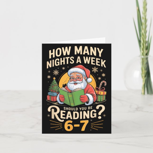 Funny Santa Reading 67 Meme Tee Christmas Teacher  Card (Front)