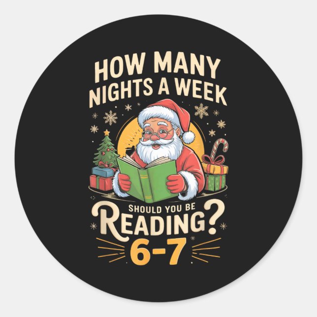 Funny Santa Reading 67 Meme Tee Christmas Teacher  Classic Round Sticker (Front)