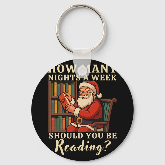 Funny Santa Reading 67 Meme Tee Christmas Teacher  Keychain (Front)
