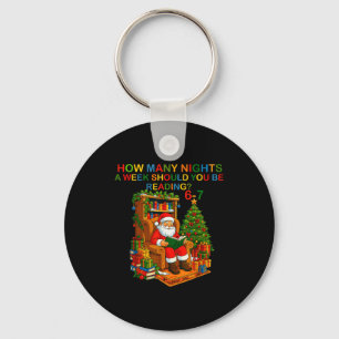 Funny Santa Reading 67 Meme Tee Christmas Teacher  Keychain