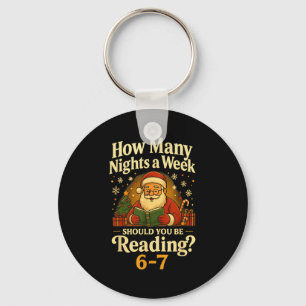 Funny Santa Reading 67 Meme Tee Christmas Teacher  Keychain