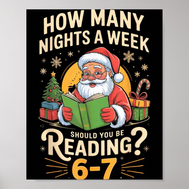 Funny Santa Reading 67 Meme Tee Christmas Teacher  Poster (Front)