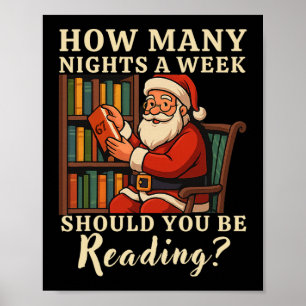 Funny Santa Reading 67 Meme Tee Christmas Teacher Poster