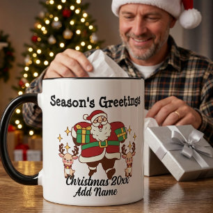 Funny Santa Red & Gold Personalize Mug