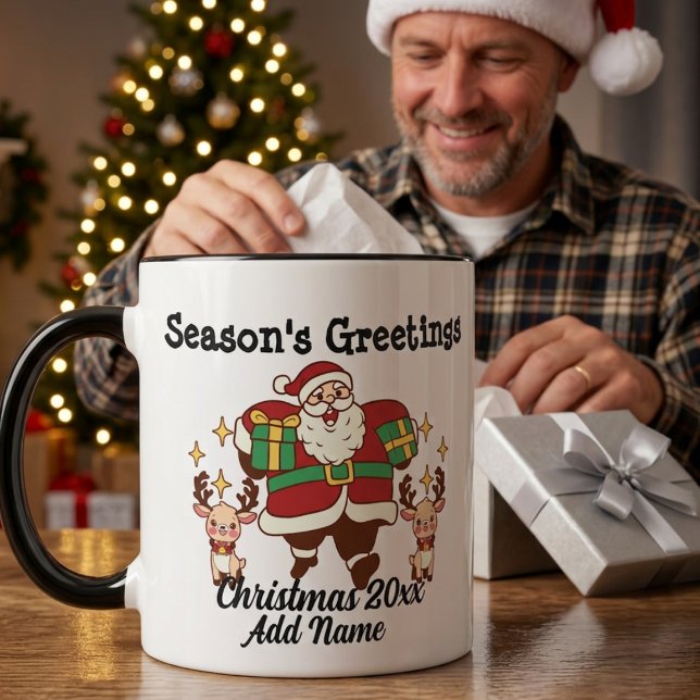  Funny Santa Red & Gold  Personalize Mug (Creator Uploaded)