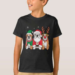 Funny Santa Reindeer English Bulldog Dog Women Men T-Shirt
