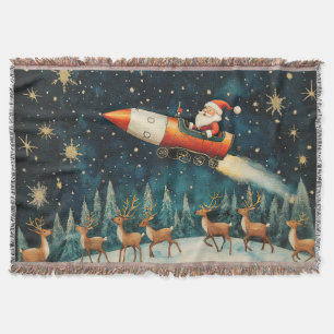 Funny Santa Retro Christmas Eve Throw Blanket