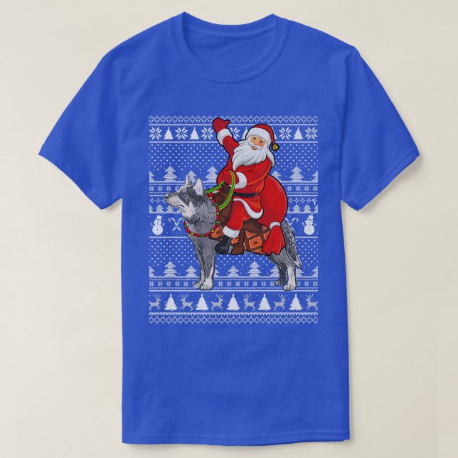 Funny Santa Riding Australian Cattle Dog Ugly Chri T-Shirt (Design Front)