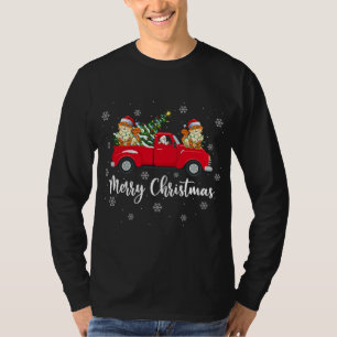 Funny Santa Riding Christmas Tree Truck Cat Christ T-Shirt