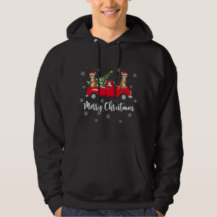 Funny Santa Riding Christmas Tree Truck Ferret Chr Hoodie