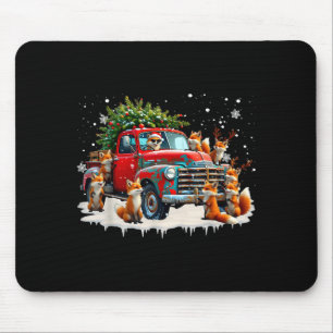 Funny Santa Riding Christmas Tree Truck Fox Christ Mouse Pad
