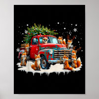 Funny Santa Riding Christmas Tree Truck Fox Christ