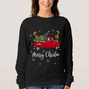 Funny Santa Riding Christmas Tree Truck Giraffe Ch Sweatshirt
