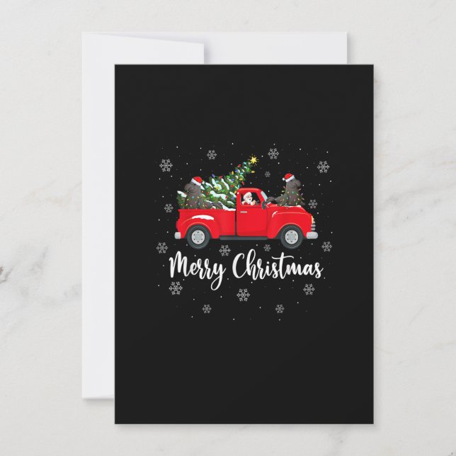 Funny Santa Riding Christmas Tree Truck Manatee Ch Invitation (Front)
