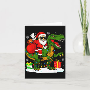 Funny Santa Riding Dinosaur T Rex Christmas Santa  Card