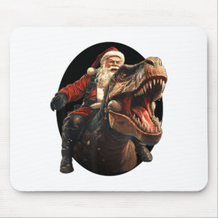 Funny Santa Riding Dinosaur, Vintage Christmas Art Mouse Pad