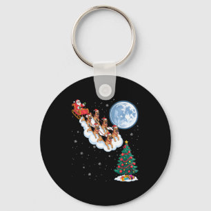 Funny Santa Riding German Shepherd Dog Tree Christ Keychain