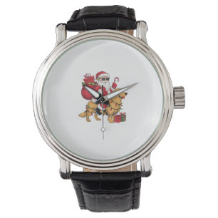 Funny Santa Riding Golden Retriever Dog Christmas Watch
