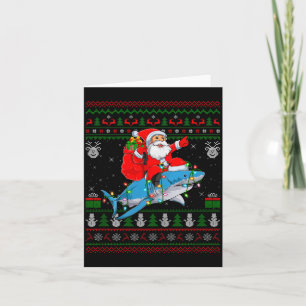 Funny Santa Riding Shark Ugly Christmas Sweaters S Card
