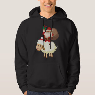 Funny Santa Riding Sheep Christmas Pajama Xmas Hoodie